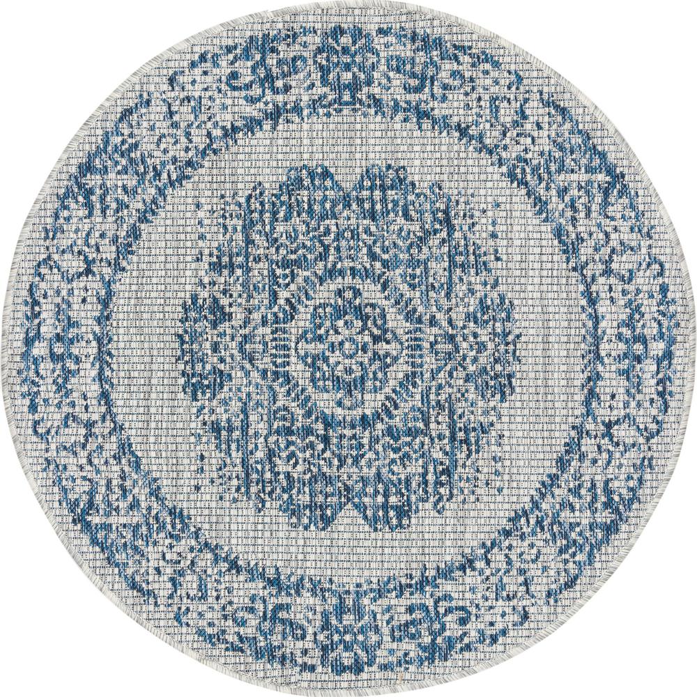 Unique Loom 3 Ft Round Rug in Blue (3159590). Picture 1