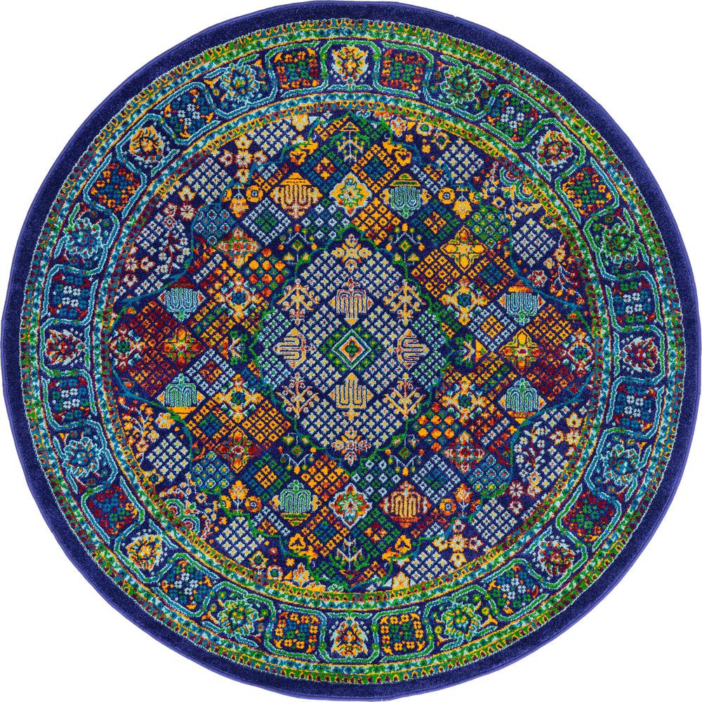 Unique Loom 5 Ft Round Rug in Blue (3161153). Picture 1
