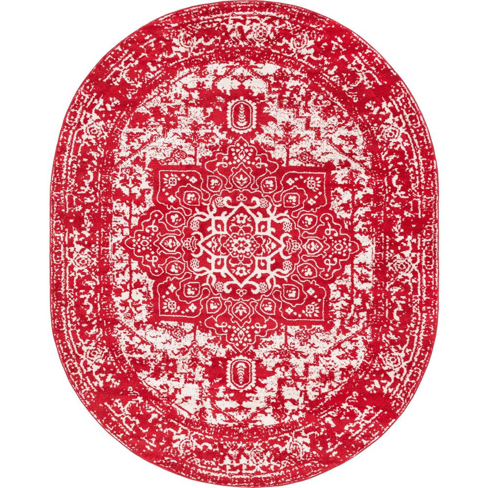 Unique Loom 8x10 Oval Rug in Red (3150436). Picture 1