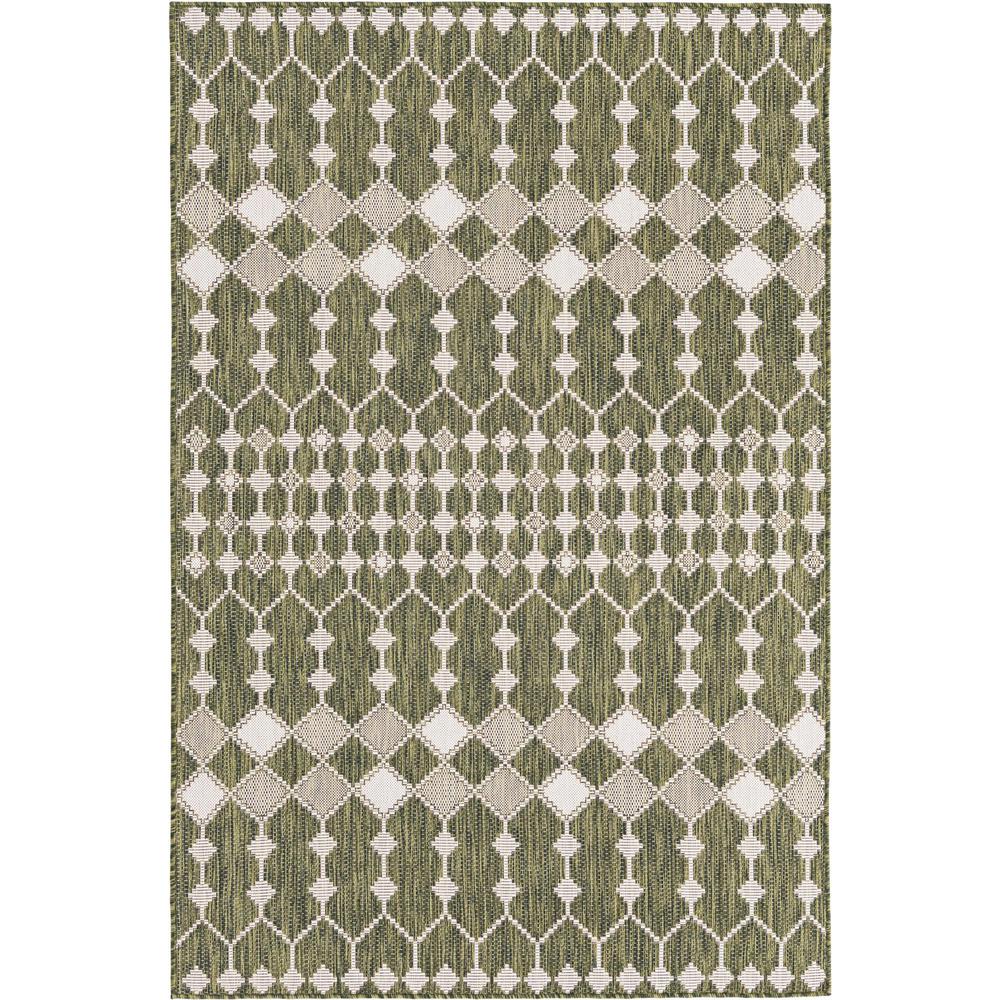 Outdoor Trellis Collection, Area Rug, Green, 5' 3" x 7' 10", Rectangular. Picture 1
