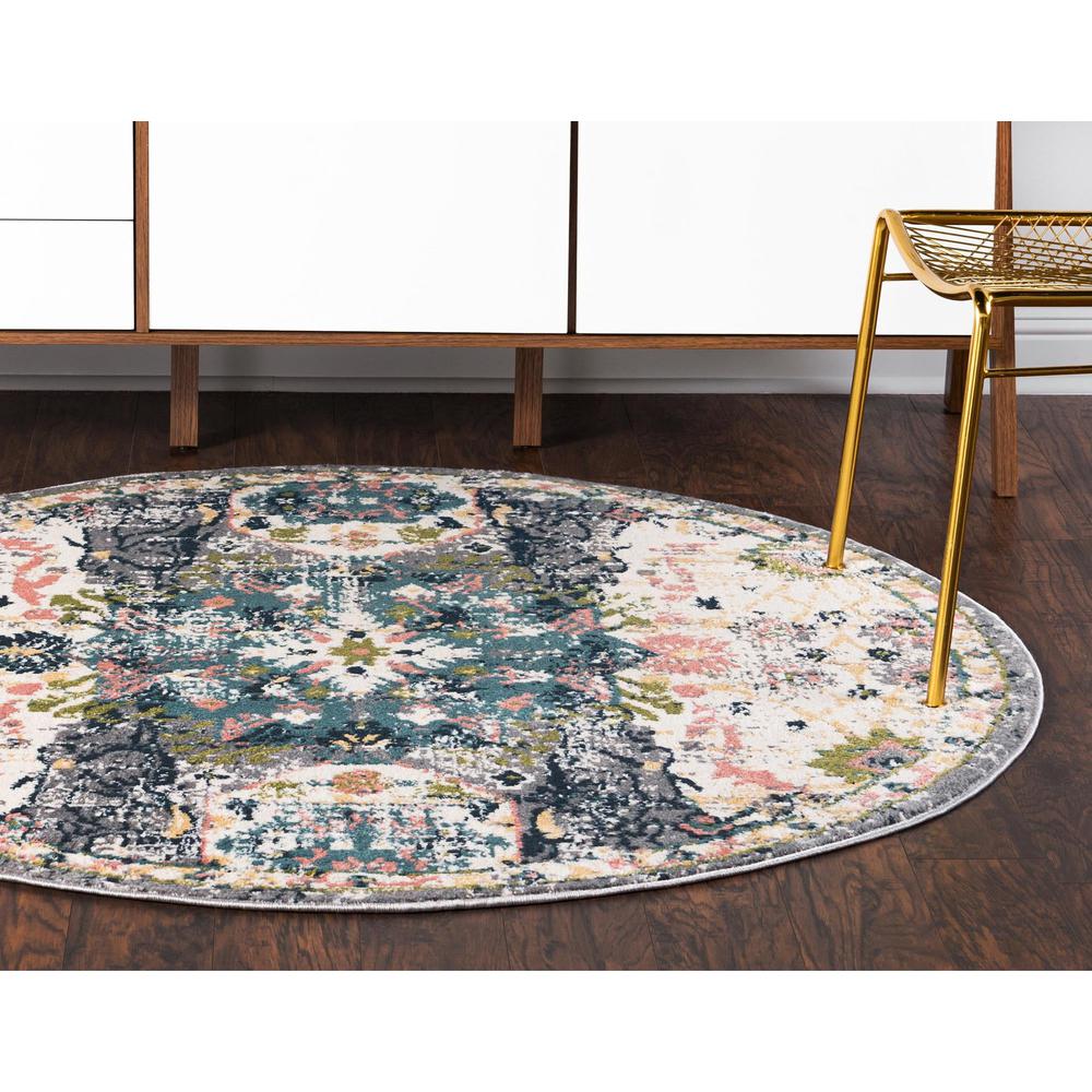 Unique Loom 5 Ft Round Rug in Ivory (3150109). Picture 3