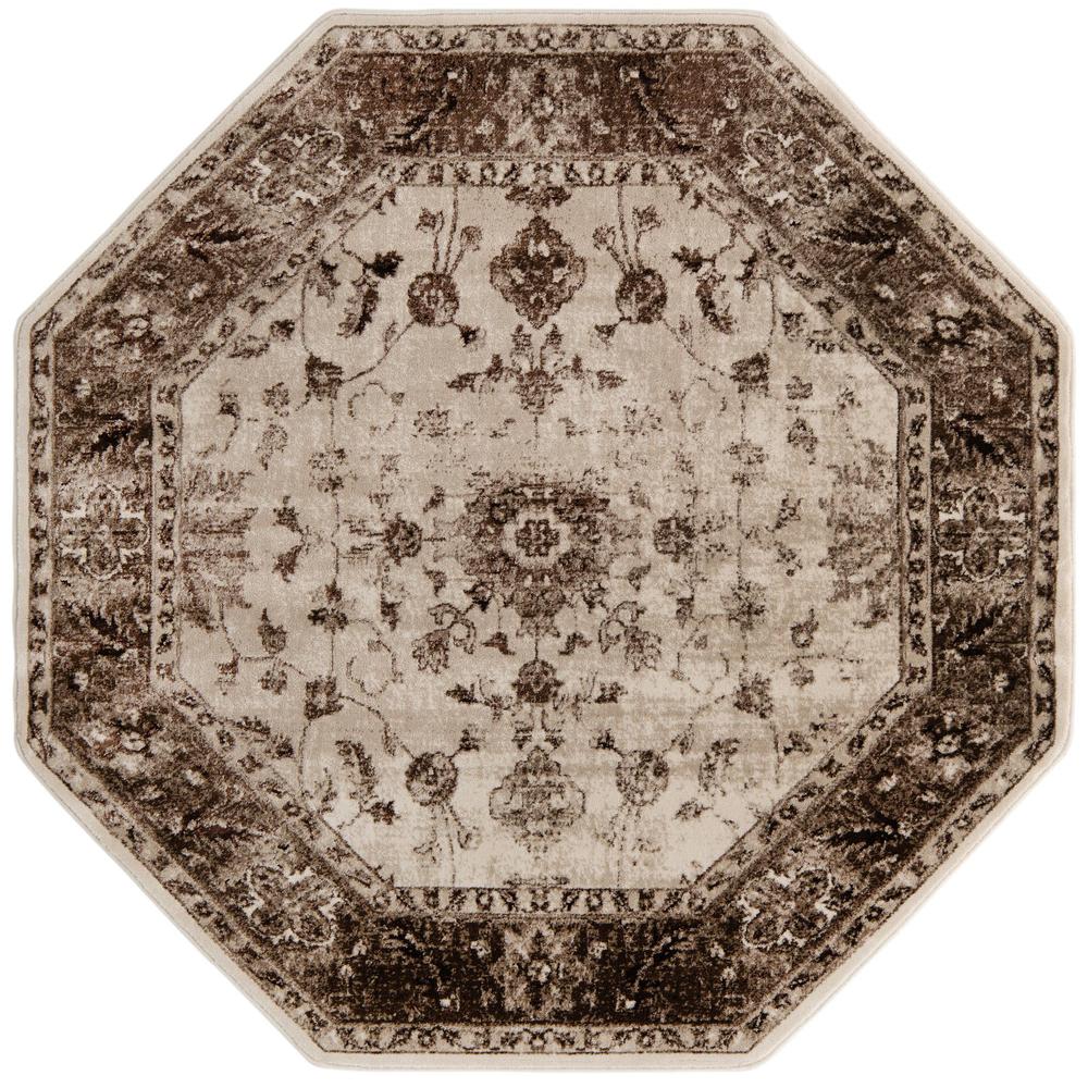 Rushmore Collection, Area Rug, Cream, 6' 0" x 6' 0", Octagon. Picture 1