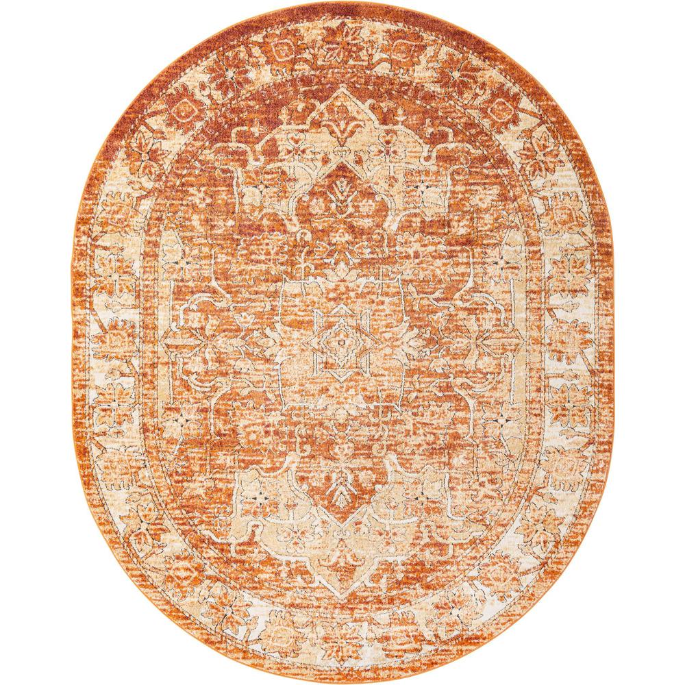 Unique Loom 8x10 Oval Rug in Rust Red (3161890). Picture 1