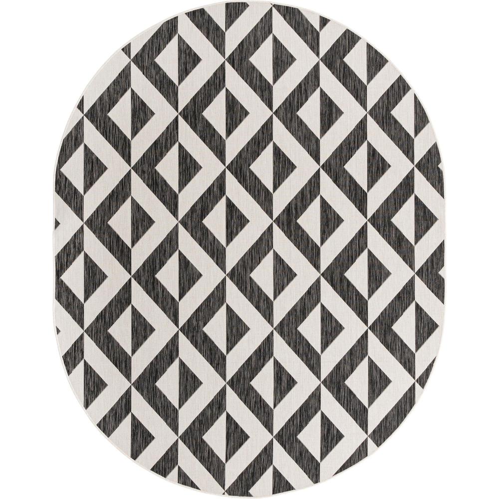 Jill Zarin Outdoor Napa Area Rug 7' 10" x 10' 0", Oval Charcoal Gray. Picture 1