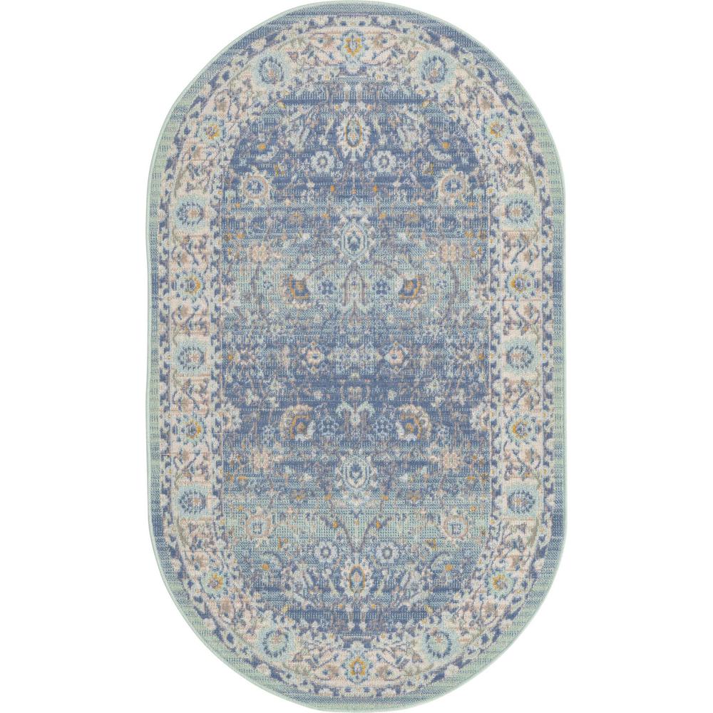 Unique Loom 3x5 Oval Rug in French Blue (3155018). Picture 1