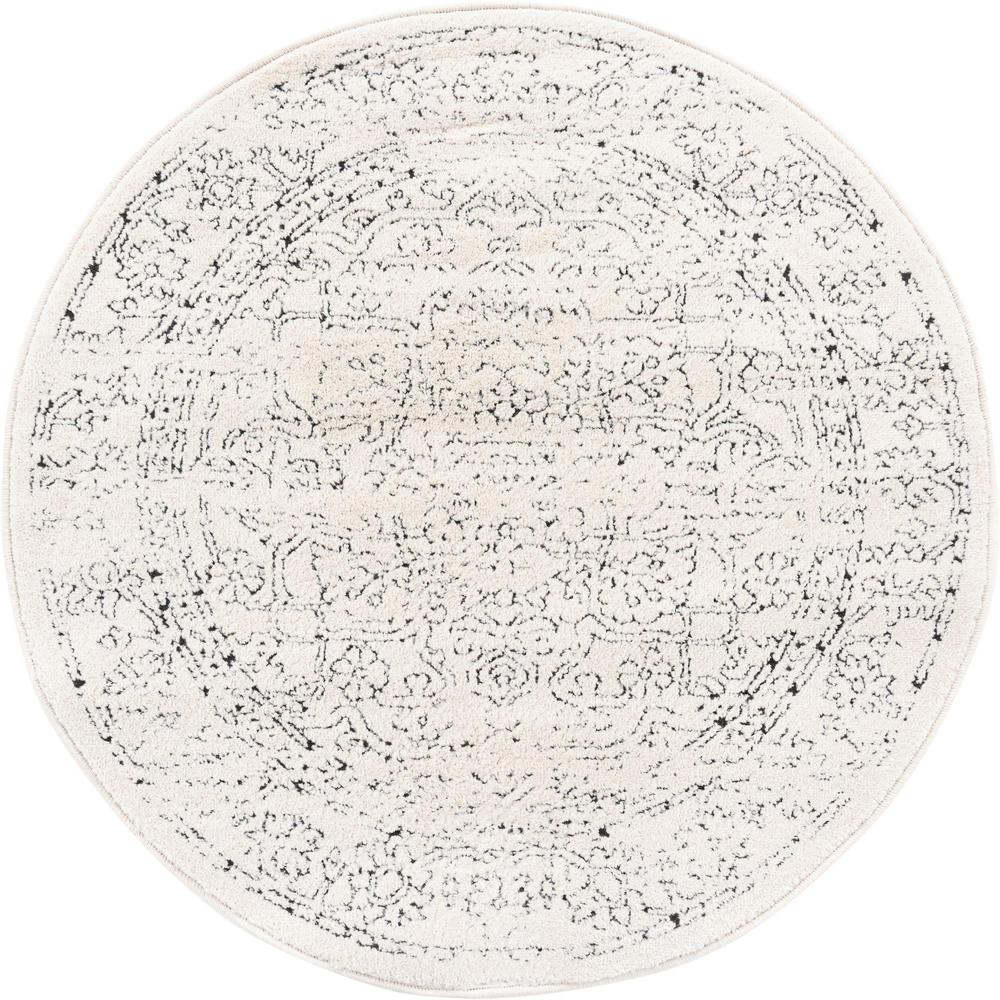 Unique Loom 3 Ft Round Rug in Ivory (3161906). Picture 1