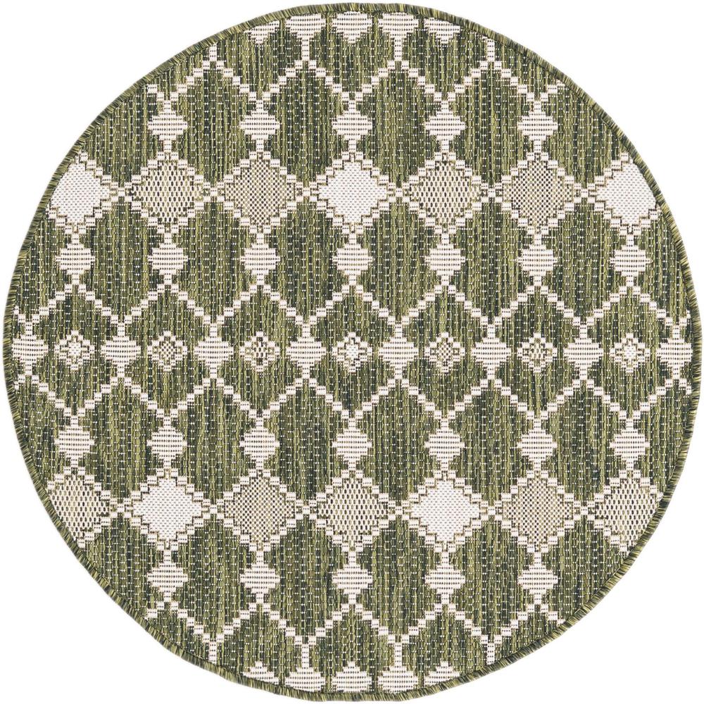Outdoor Trellis Collection, Area Rug, Green, 3' 0" x 3' 0", Round. Picture 1