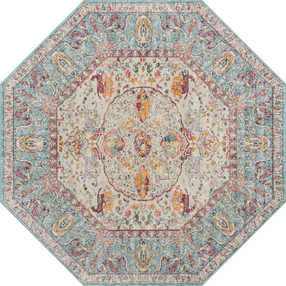 Baracoa Collection, Area Rug, Light Blue, 8' 2" x 8' 2", Octagon. Picture 1
