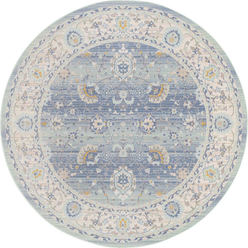 Unique Loom 7 Ft Round Rug in French Blue (3155013). Picture 1