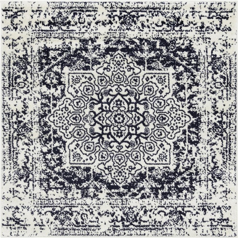 Unique Loom 5 Ft Square Rug in Blue (3150312). Picture 1