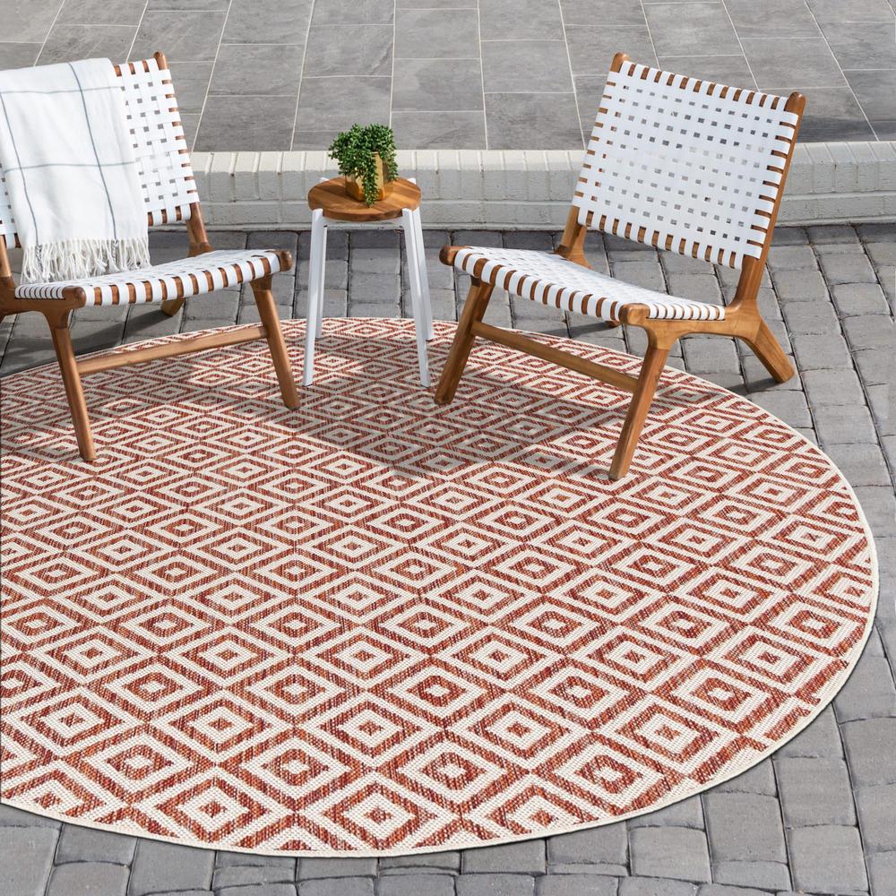 Jill Zarin Outdoor Costa Rica Area Rug 6' 7" x 6' 7", Round Rust Red. Picture 2