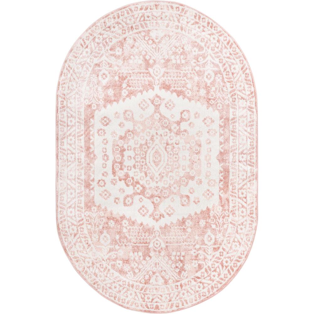 Unique Loom 5x8 Oval Rug in Pink (3155812). Picture 1