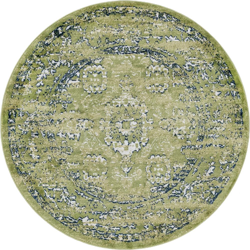 Unique Loom 5 Ft Round Rug in Green (3150095). Picture 1