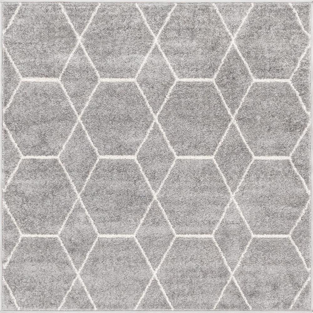 Unique Loom 4 Ft Square Rug in Light Gray (3151526). Picture 1