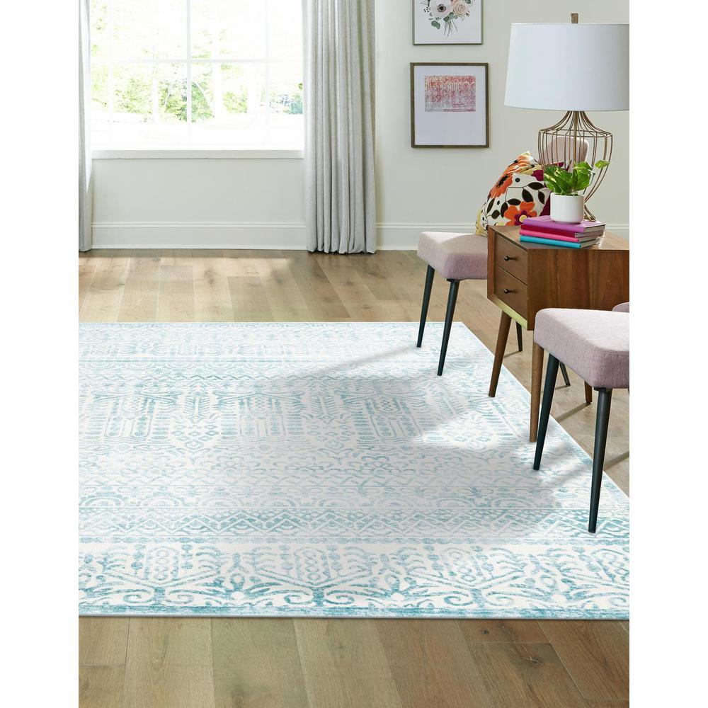 Uptown Area Rug 7' 10" x 7' 10", Square Teal. Picture 2