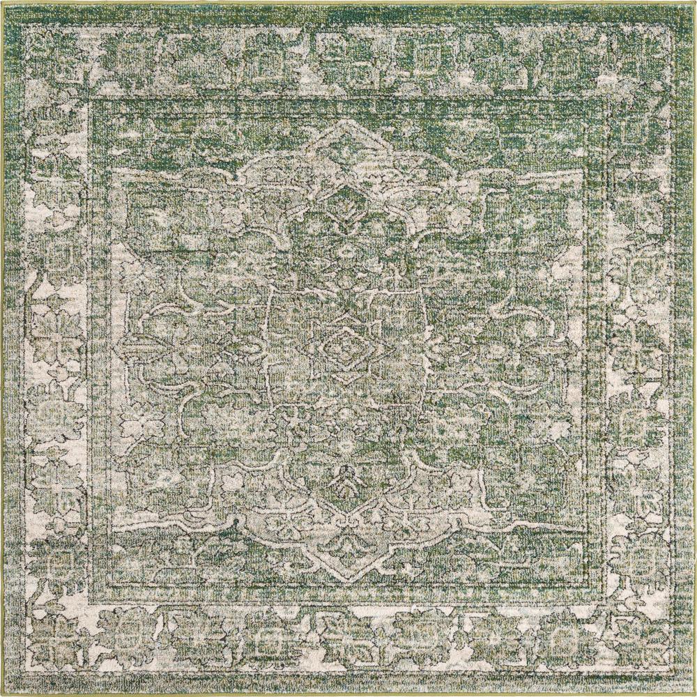 Unique Loom 6 Ft Square Rug in Green (3161860). Picture 1