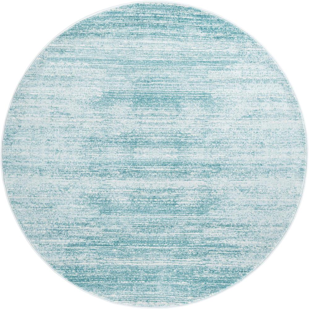 Uptown Madison Avenue Area Rug 3' 3" x 3' 3", Round Turquoise. Picture 1