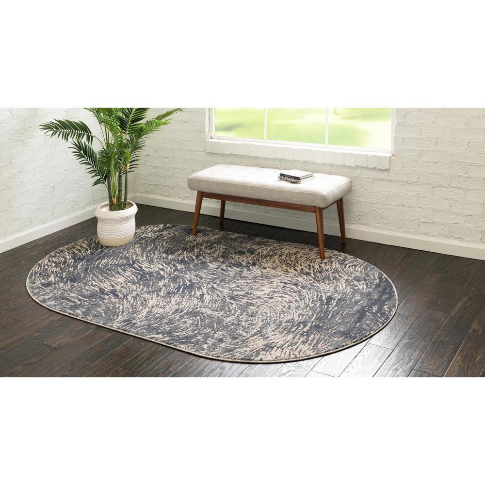 Unique Loom 5x8 Oval Rug in Gray (3154356). Picture 3