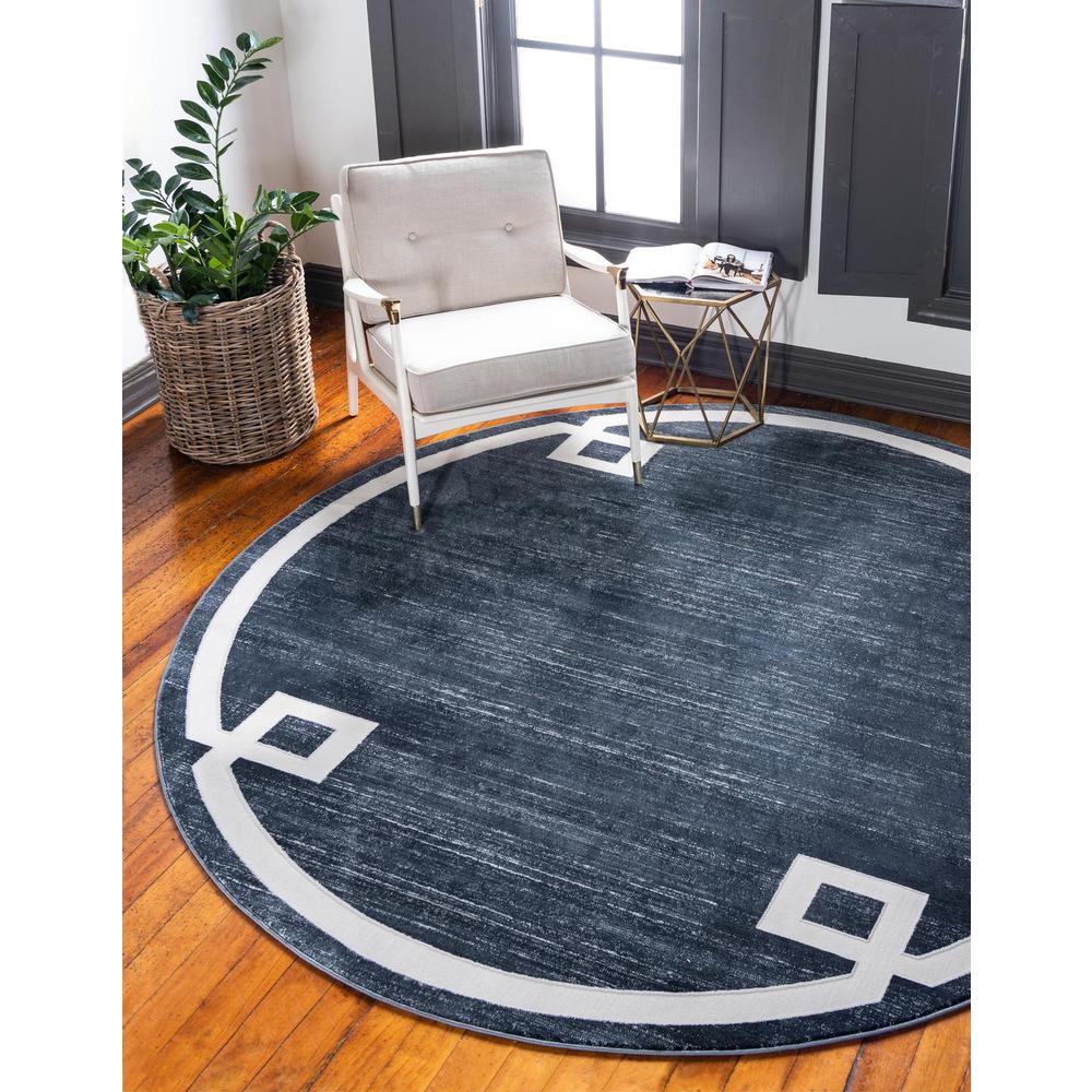Uptown Lenox Hill Area Rug 5' 3" x 5' 3", Round Navy Blue. Picture 2