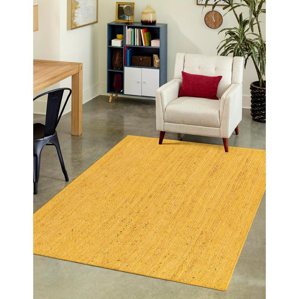Braided Jute Collection, Area Rug, Yellow, 2' 0" x 3' 1", Rectangular. Picture 1