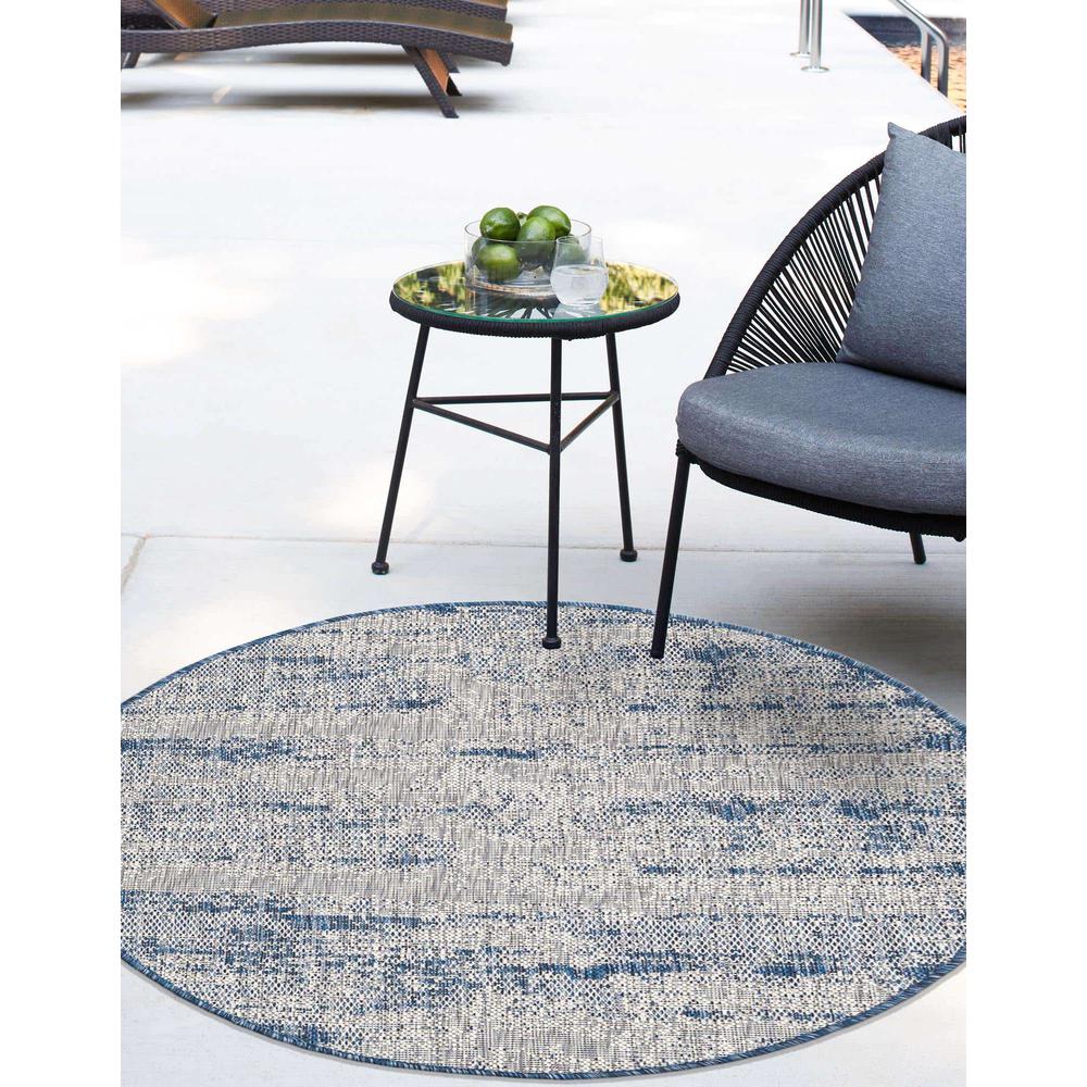Outdoor Modern Collection, Area Rug, Blue, 3' 0" x 3' 0", Round. Picture 3