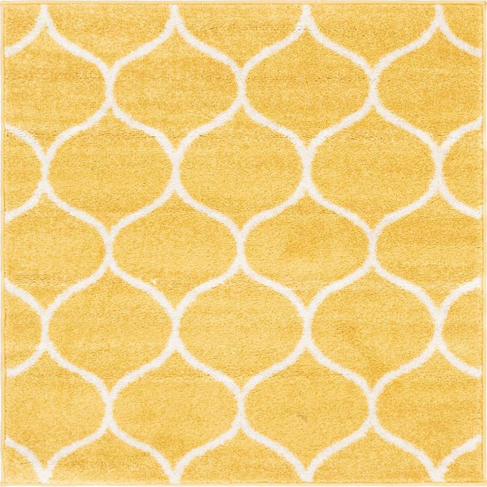 Unique Loom 3 Ft Square Rug in Yellow (3151674). Picture 1
