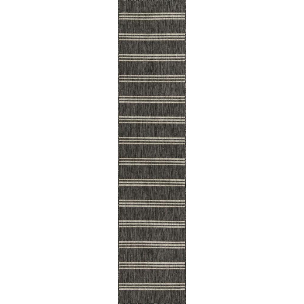 Jill Zarin Outdoor Anguilla Area Rug 2' 7" x 12' 0", Runner Charcoal. Picture 1