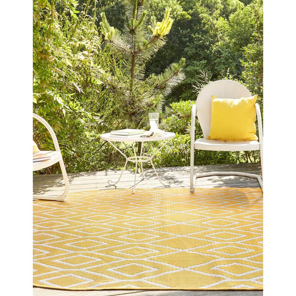 Jill Zarin Outdoor Turks and Caicos Area Rug 5' 3" x 8' 0", Oval Yellow Ivory. Picture 3
