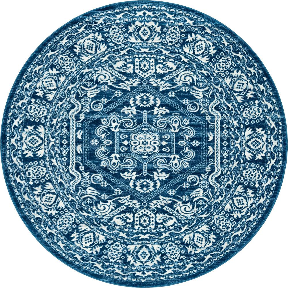 Unique Loom 8 Ft Round Rug in Blue (3150682). Picture 1