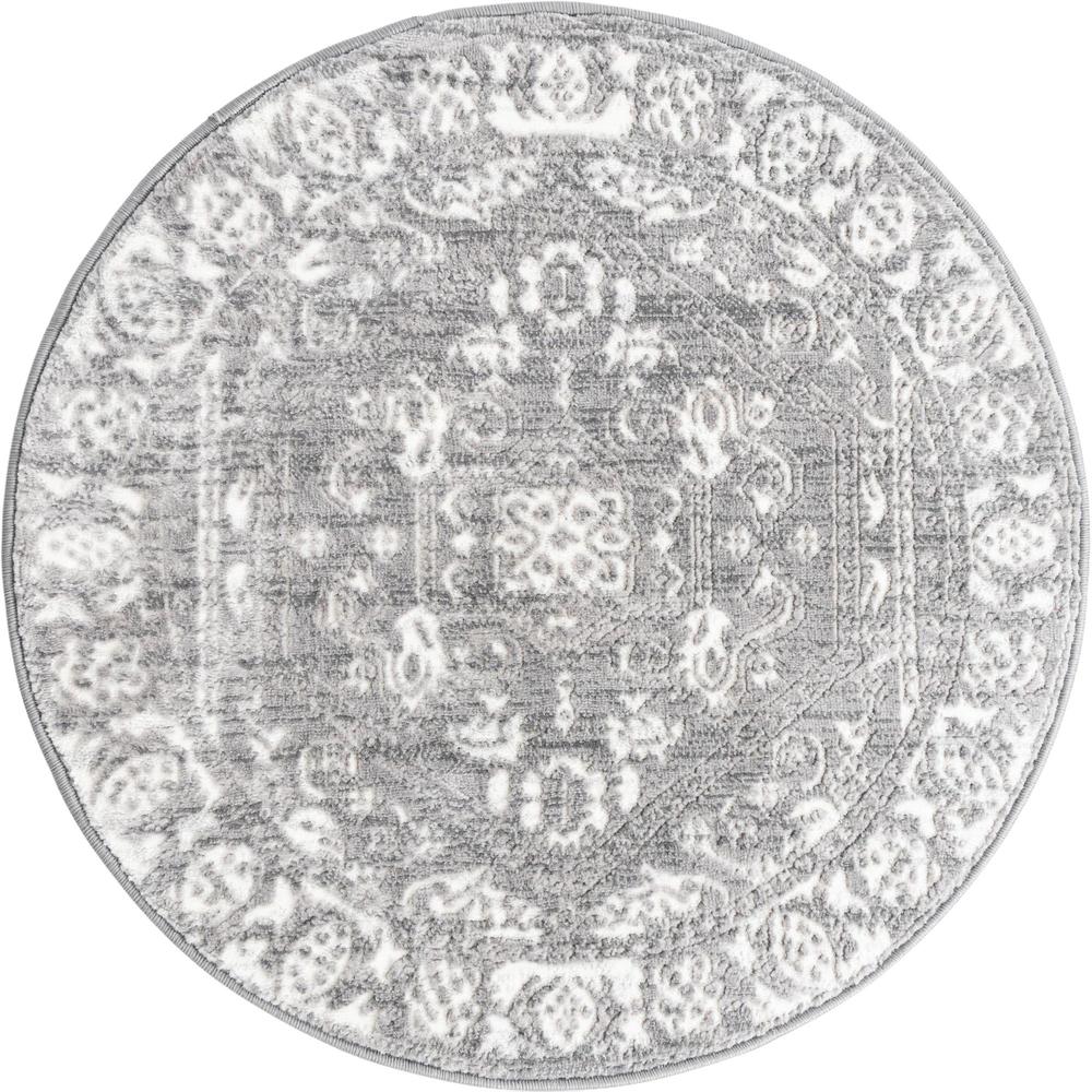Unique Loom 3 Ft Round Rug in Gray (3150656). Picture 1