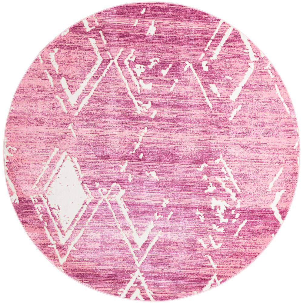 Uptown Carnegie Hill Area Rug 7' 10" x 7' 10", Round Pink. Picture 1