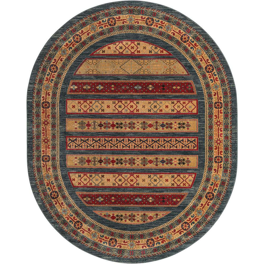 Unique Loom 8x10 Oval Rug in Blue (3158284). Picture 1