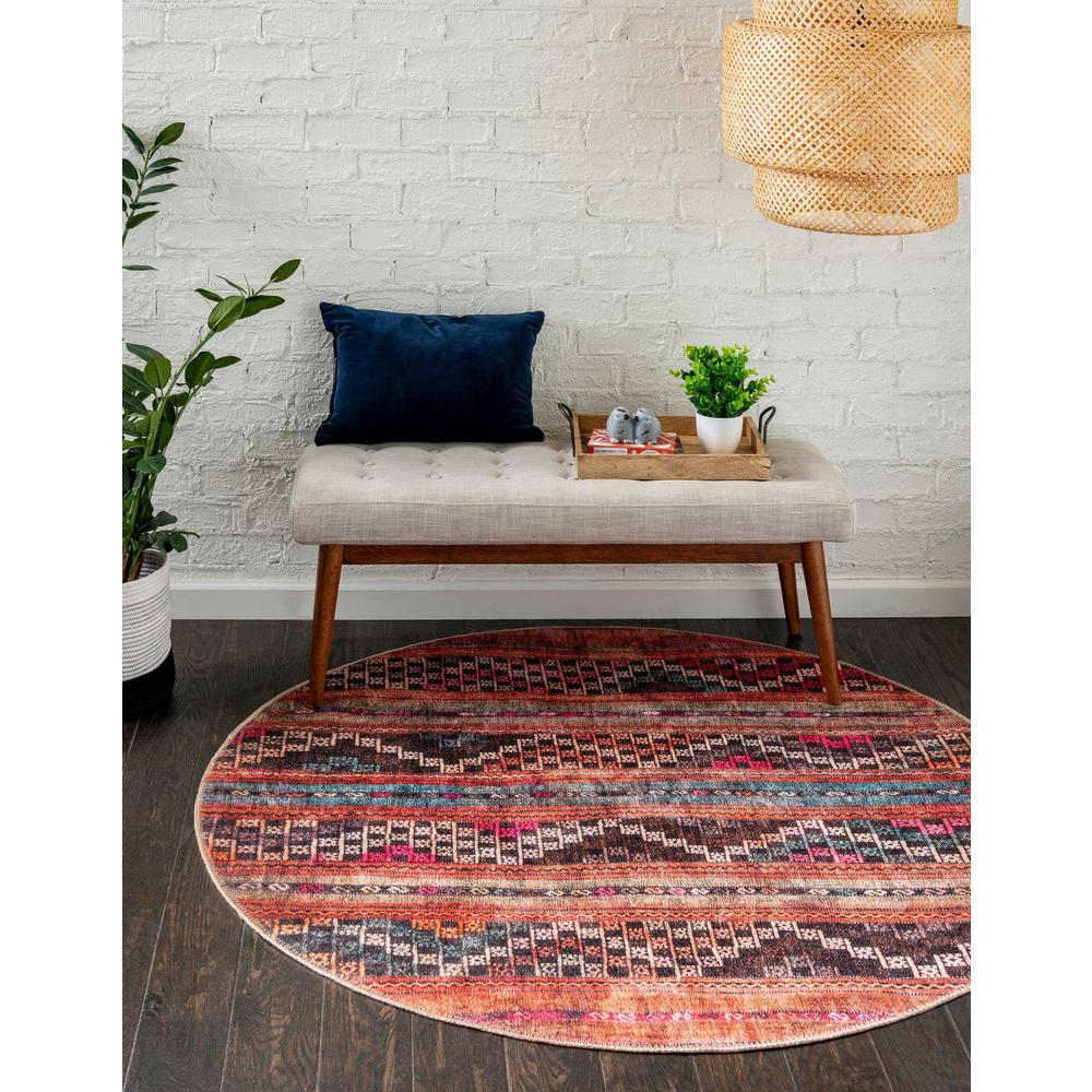 Unique Loom 3 Ft Round Rug in Red (3161375). Picture 1
