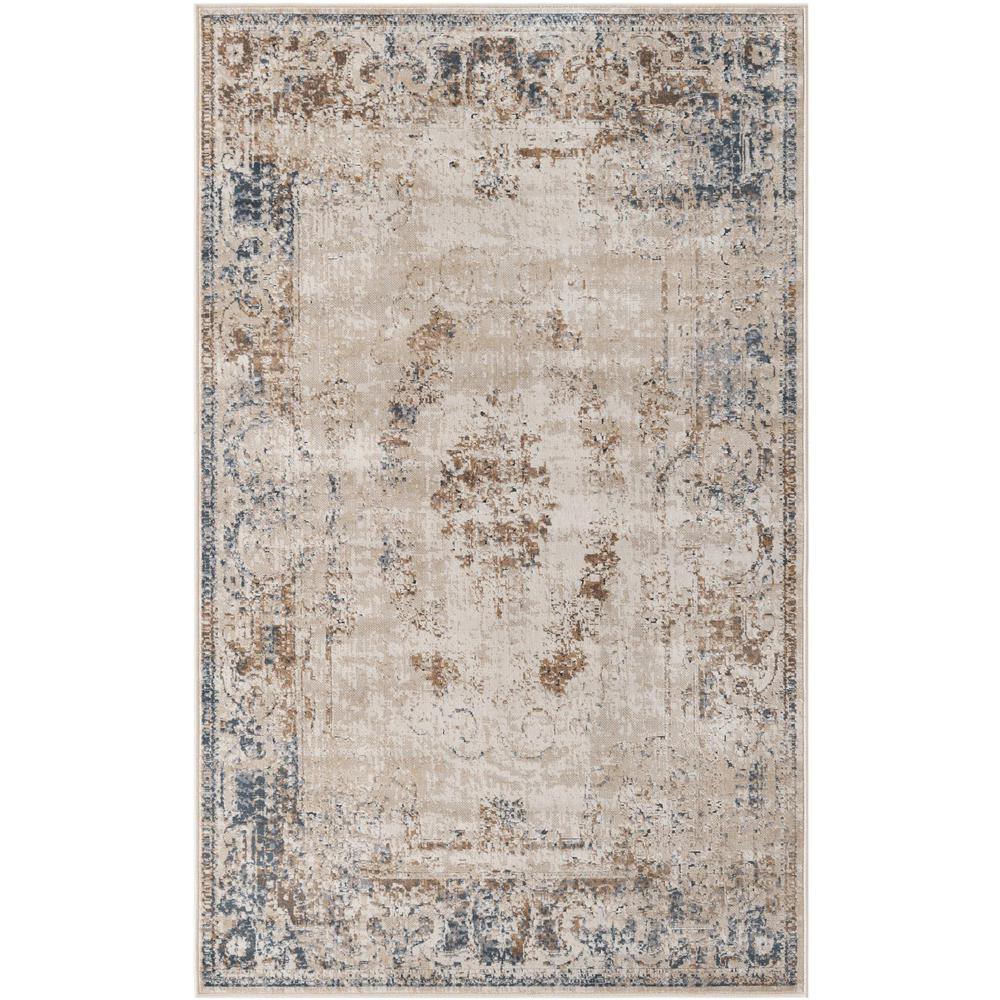 Chateau Lincoln Area Rug 3' 3" x 5' 3", Rectangular Blue Cream. Picture 1