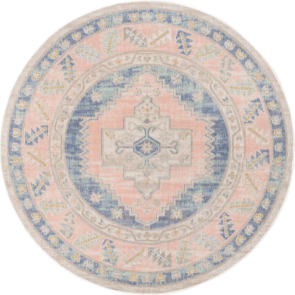 Unique Loom 5 Ft Round Rug in French Blue (3154926). Picture 1