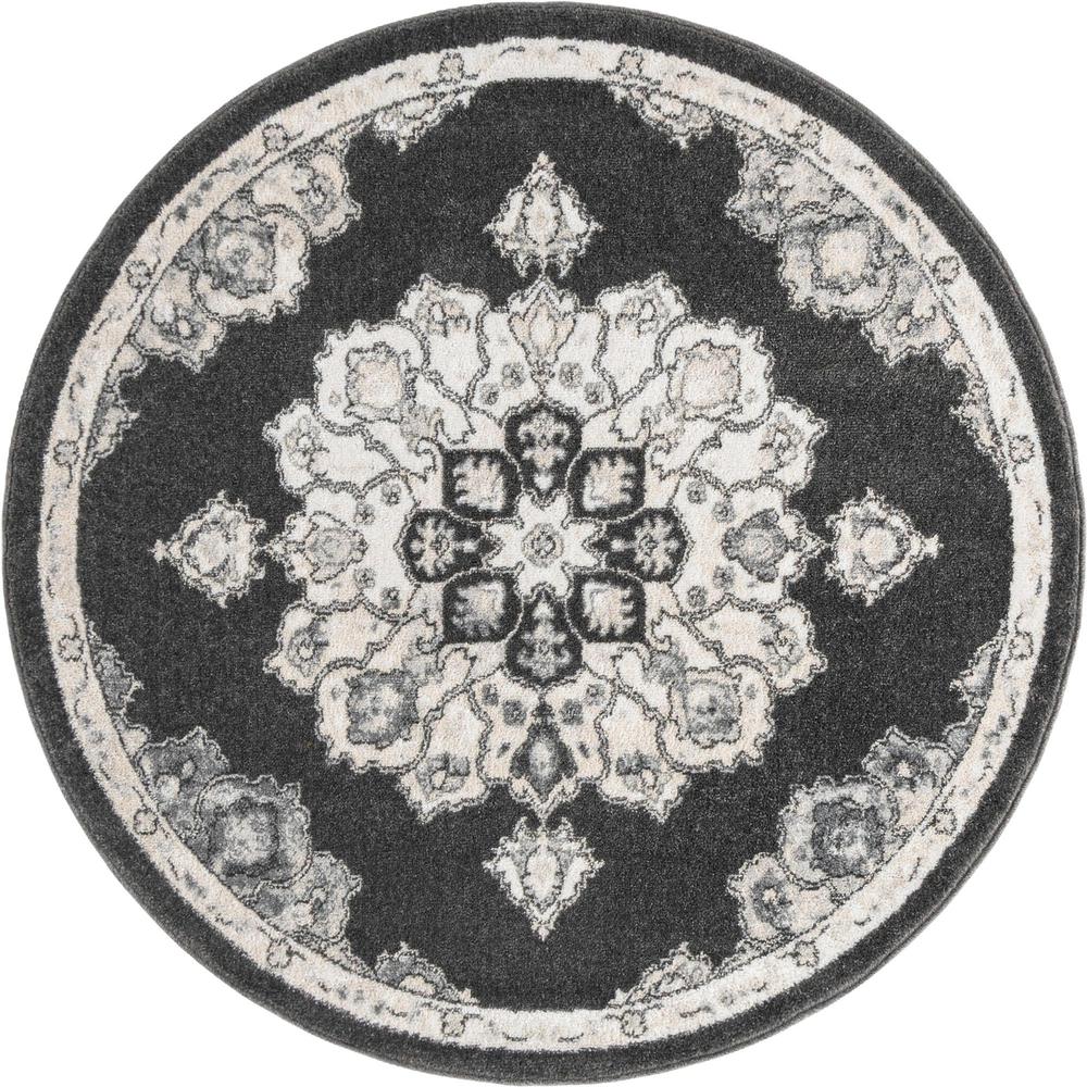 Unique Loom 5 Ft Round Rug in Charcoal (3158752). The main picture.