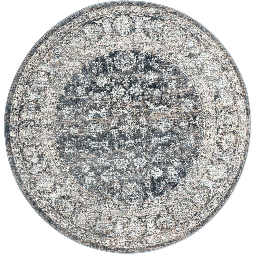 Uptown Area Rug 5' 3" x 5' 3", Round, Navy Blue. Picture 1