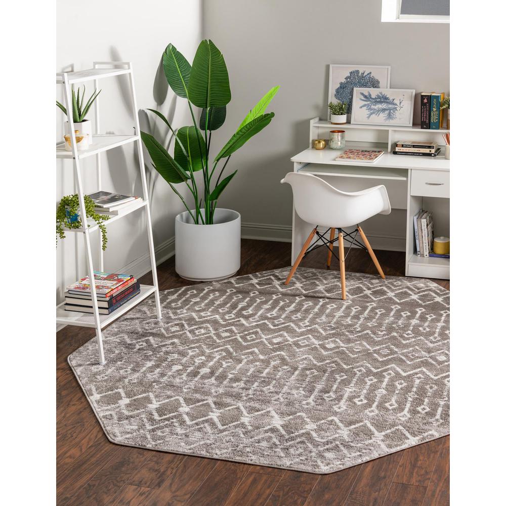 Unique Loom 7 Ft Octagon Rug in Gray (3161049). Picture 2
