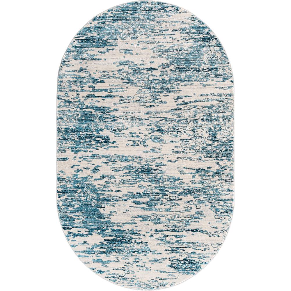 Unique Loom 5x8 Oval Rug in Blue (3154174). Picture 1