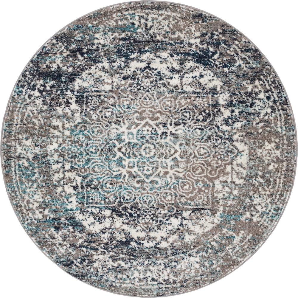 Unique Loom 5 Ft Round Rug in Gray (3150525). Picture 1