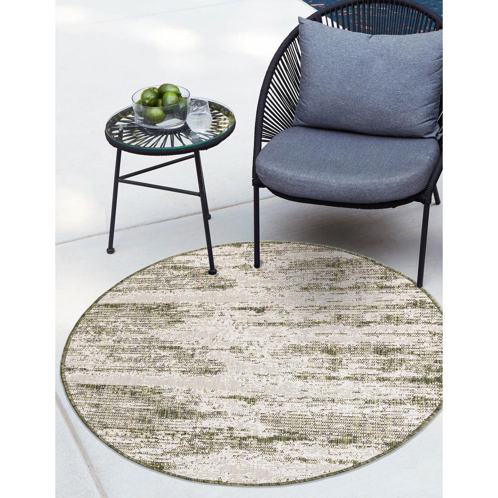 Outdoor Modern Collection, Area Rug, Green, 3' 0" x 3' 0", Round. Picture 2