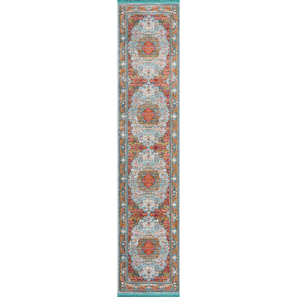 Baracoa Collection Area Rug, Light Blue 2' 7" x 12' 0", Runner. Picture 1