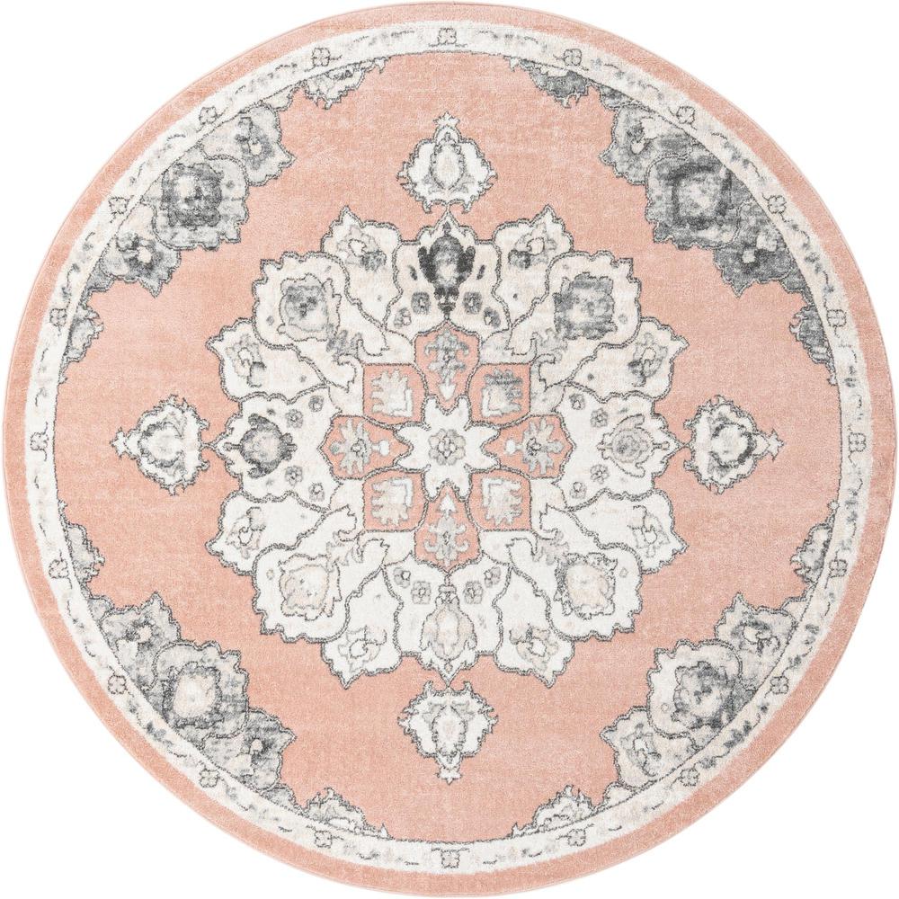 Unique Loom 8 Ft Round Rug in Pink (3158705). Picture 1