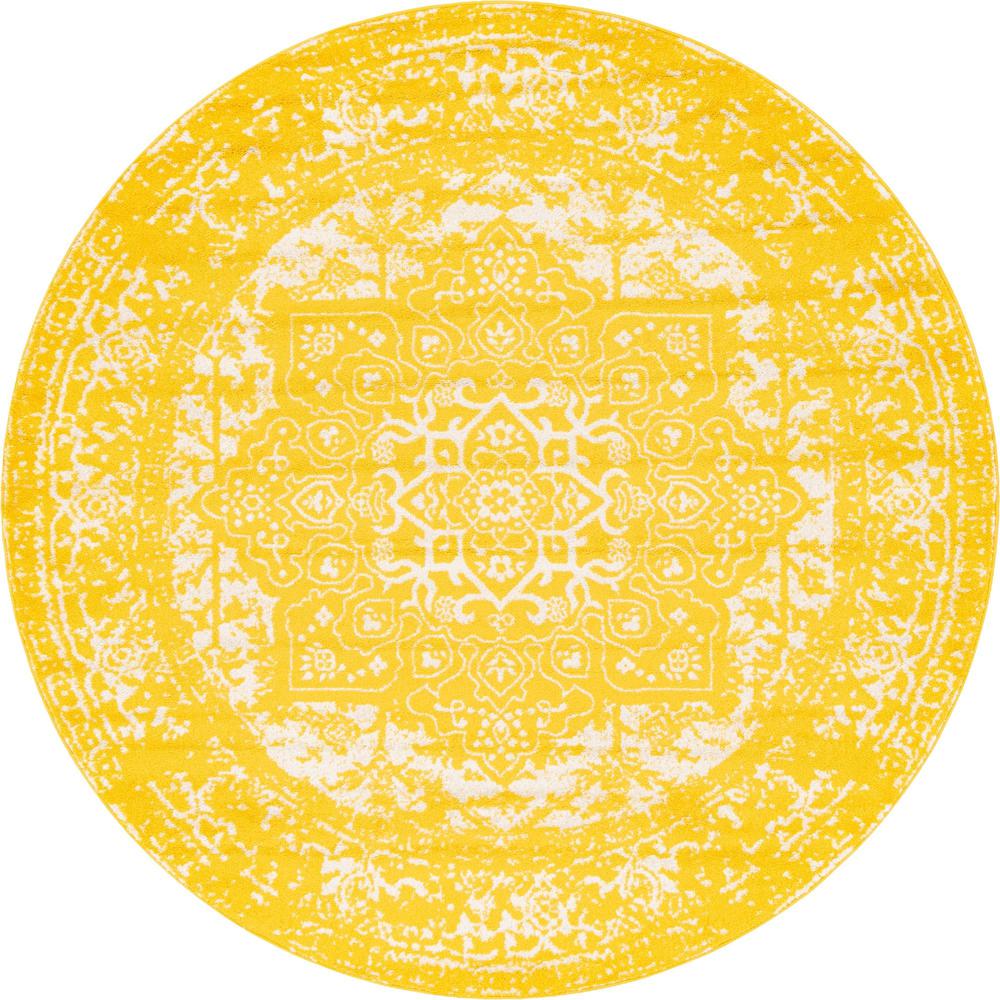 Unique Loom 8 Ft Round Rug in Yellow (3150406). Picture 1