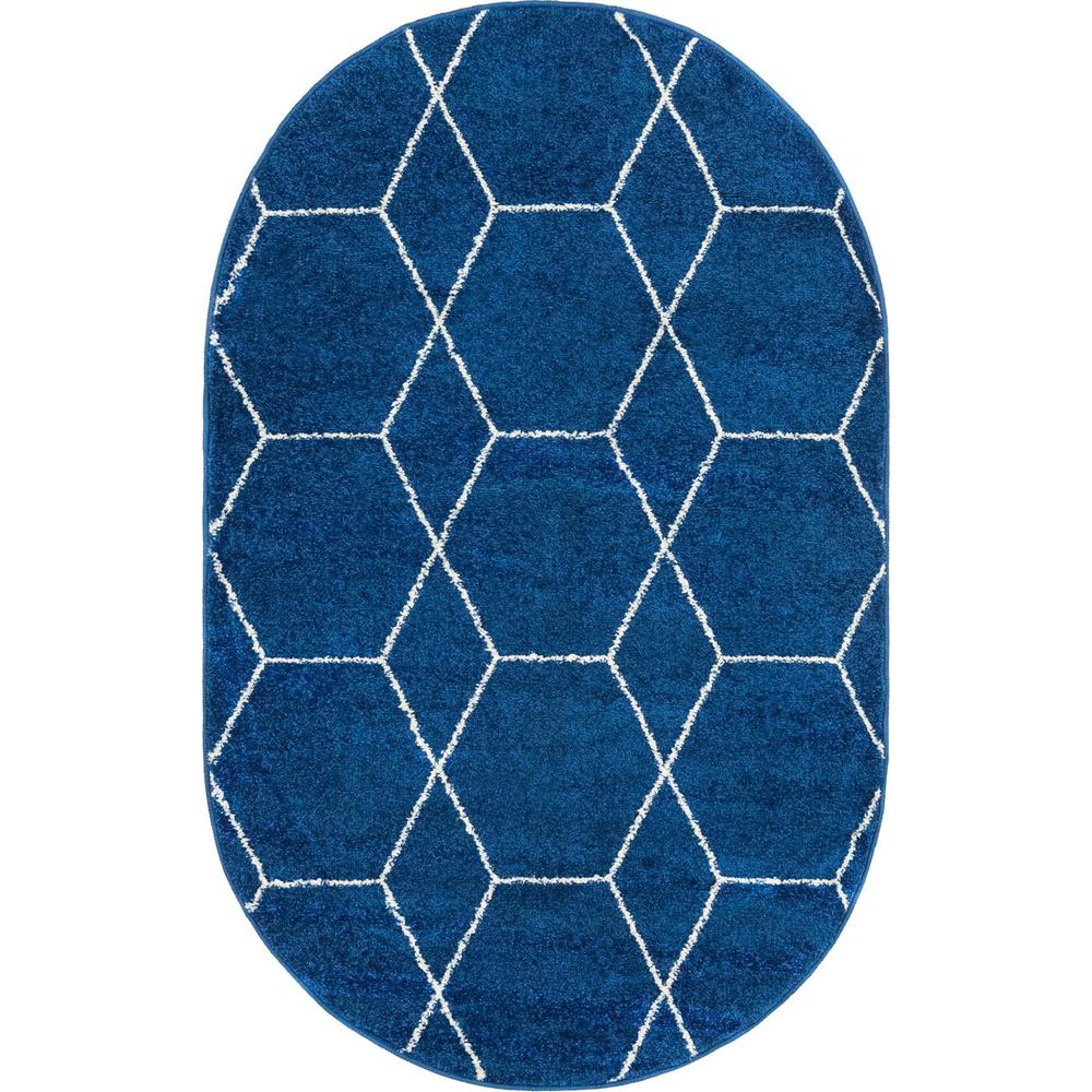 Unique Loom 3x5 Oval Rug in Navy Blue (3151587). Picture 1