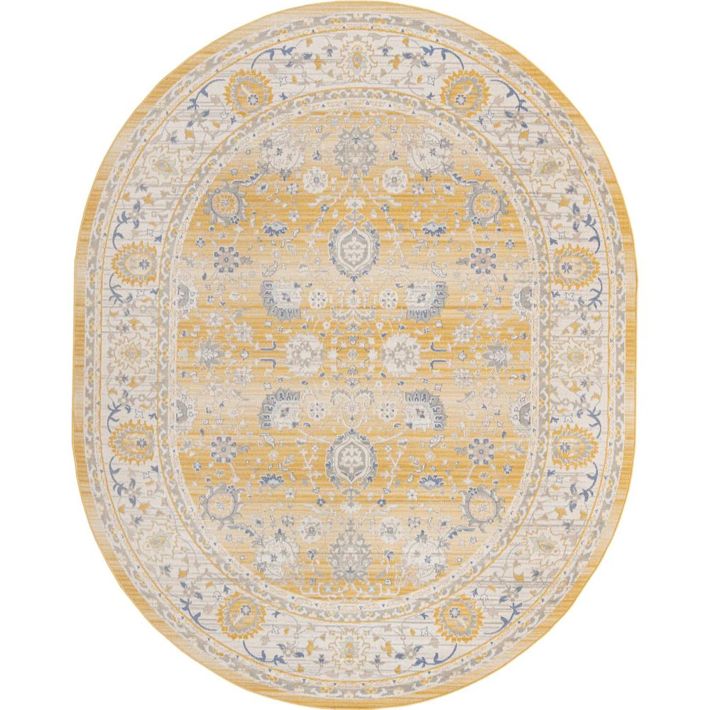 Unique Loom 8x10 Oval Rug in Tuscan Yellow (3155028). Picture 1