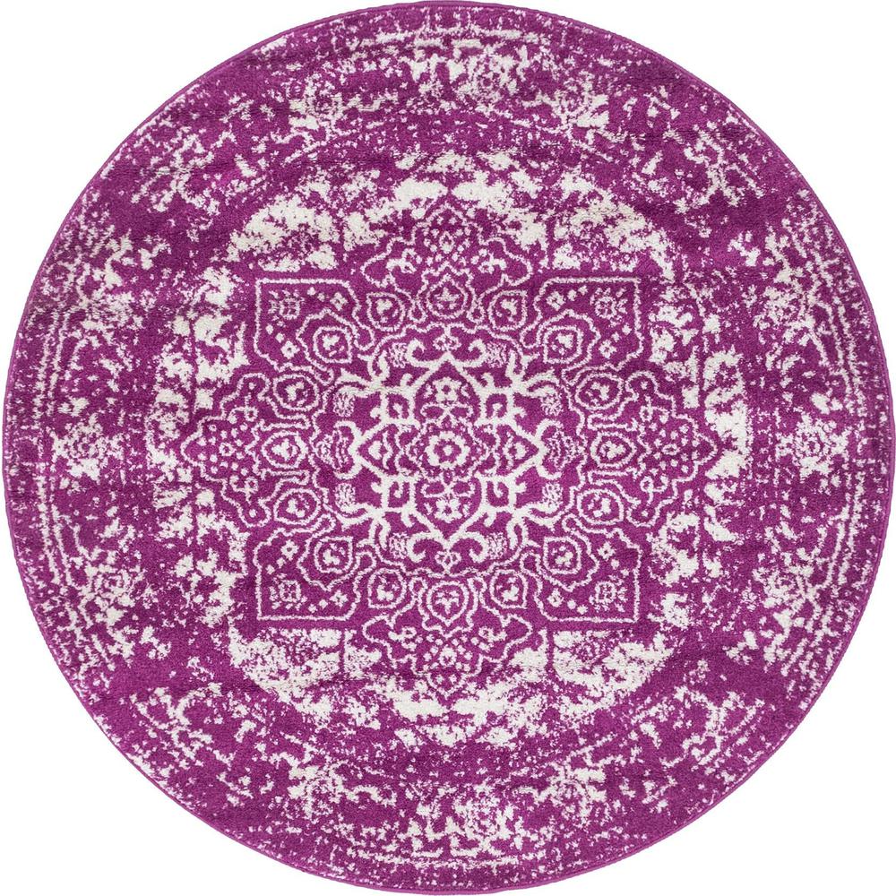 Unique Loom 5 Ft Round Rug in Purple (3150477). The main picture.