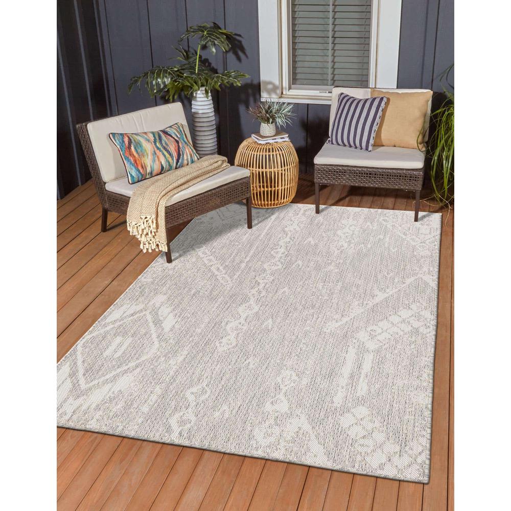 Outdoor Bohemian Collection, Area Rug, Gray, 4' 0" x 6' 0", Rectangular. Picture 2