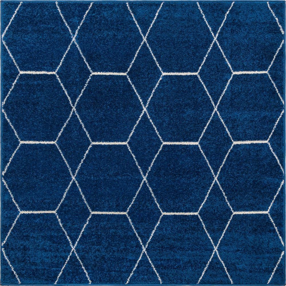 Unique Loom 5 Ft Square Rug in Navy Blue (3151595). Picture 1