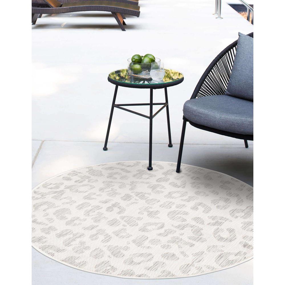 Outdoor Safari Collection, Area Rug, Ivory Gray, 3' 0" x 3' 0", Round. Picture 2